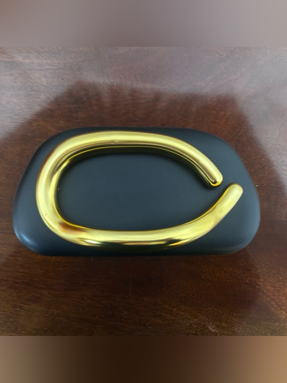 Gold-Accent Black Clutch Wristlet - Sleek Evening Bag